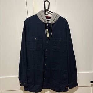 Duluth Trading Co Navy Jacket with Gray Hood